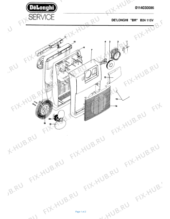 Схема №1 B24115V с изображением Тэн для обогревателя (вентилятора) DELONGHI 511294