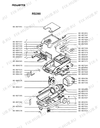 Взрыв-схема пылесоса Rowenta RS390 - Схема узла RS390___.FR1