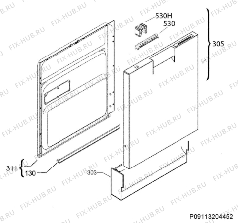 Взрыв-схема посудомоечной машины Electrolux ESF7685ROW - Схема узла Door 003