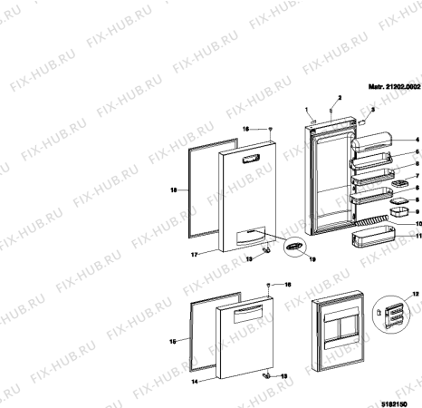 Взрыв-схема холодильника Hotpoint HMT40 (F028815) - Схема узла