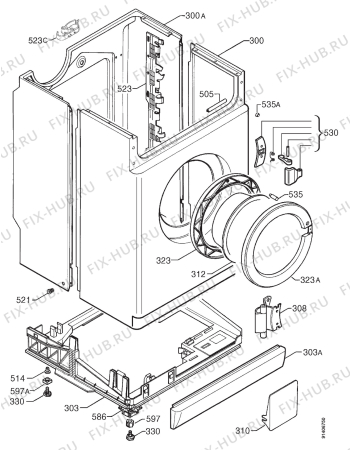 Взрыв-схема стиральной машины Husqvarna Electrolux QW1550H - Схема узла Cabinet + armatures