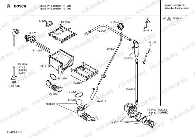 Схема №3 WFL1601BY WFL1601 с изображением Таблица программ для стиралки Bosch 00583275