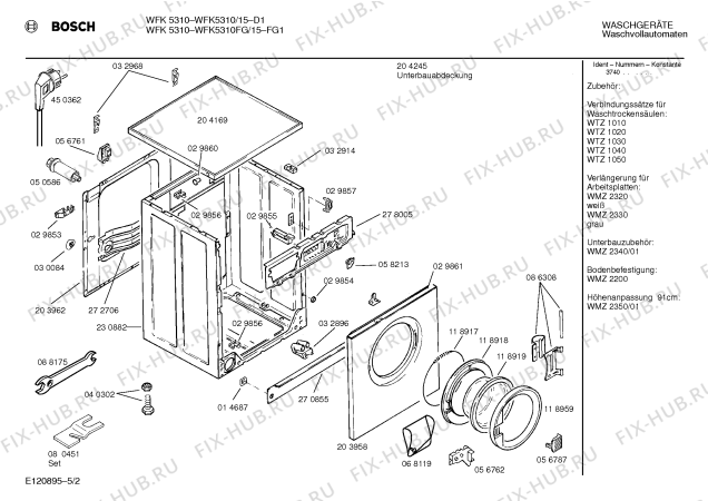 Схема №5 WFK5310FG WFK5310 с изображением Панель для стиралки Bosch 00278136