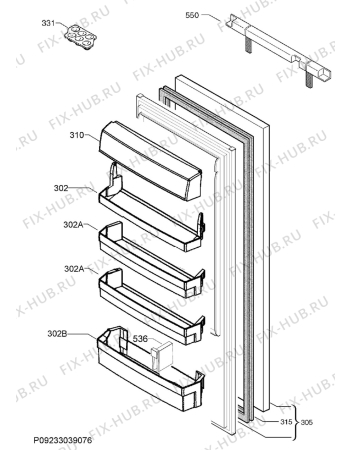 Схема №1 AIK2023R с изображением Дверь для холодильника Aeg 140011538026