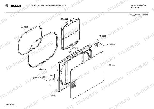 Схема №1 WTA2980 ELECTRONIC 2980 с изображением Панель для сушилки Bosch 00277811