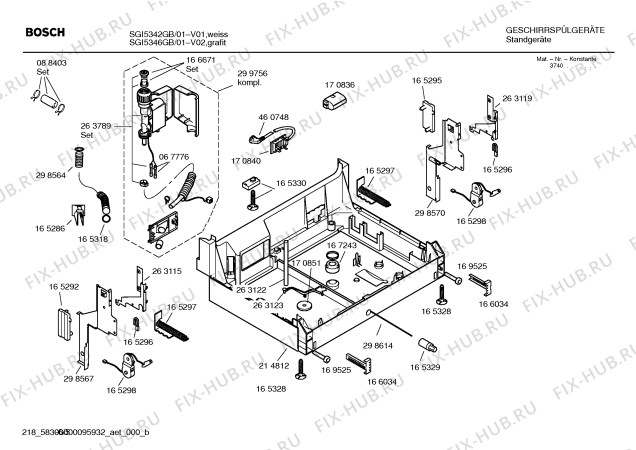 Взрыв-схема посудомоечной машины Bosch SGI5346GB Exxcel / Auto-option - Схема узла 05