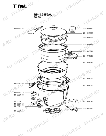 Схема №1 RK102853/9J с изображением Покрытие для электропароварки Seb SS-992988