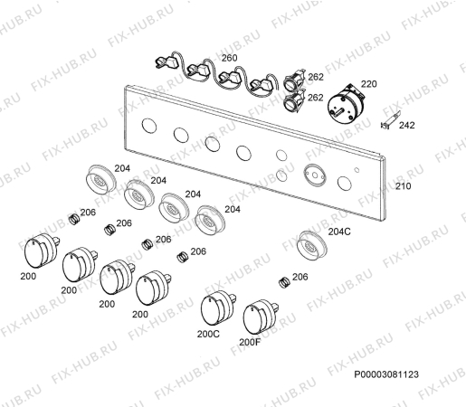 Взрыв-схема плиты (духовки) Electrolux EKG951303X - Схема узла Command panel 037