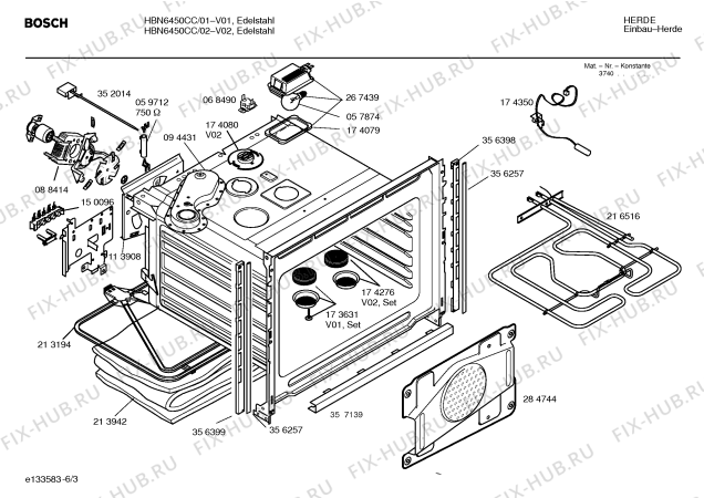Схема №3 HBN6450CC с изображением Инструкция по эксплуатации для духового шкафа Bosch 00526856