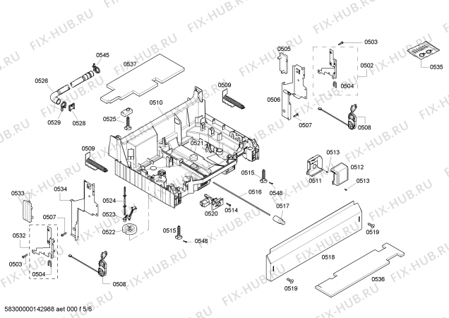 Взрыв-схема посудомоечной машины Bosch SHX43P16UC - Схема узла 05