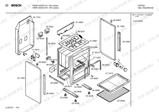 Схема №4 HSW142APL с изображением Панель для плиты (духовки) Bosch 00351688