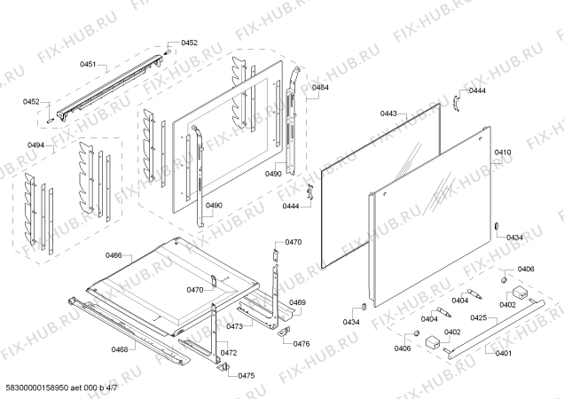 Взрыв-схема плиты (духовки) Bosch HCE754851 - Схема узла 04