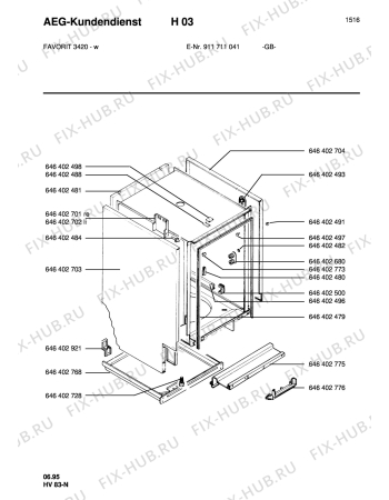 Схема №4 FAV3420W GB с изображением Ручка регулировки (кнопка) для посудомоечной машины Aeg 8996464029884