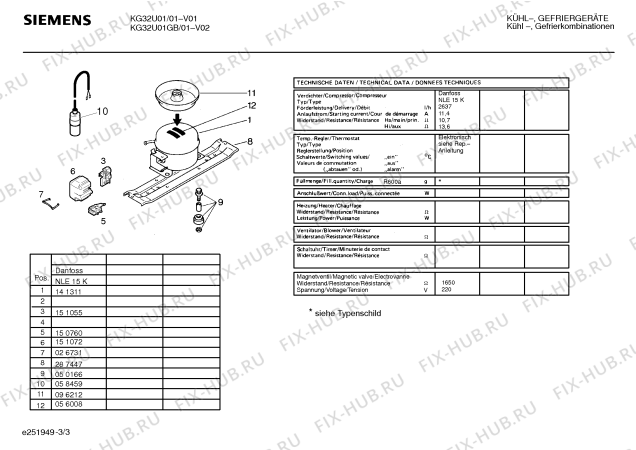 Взрыв-схема холодильника Siemens KG32U01 - Схема узла 03