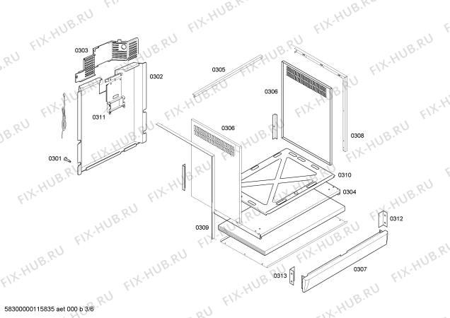 Взрыв-схема плиты (духовки) Bosch HEK43J31ED STYLE GRILL 76CM EMBUTIR - Схема узла 03