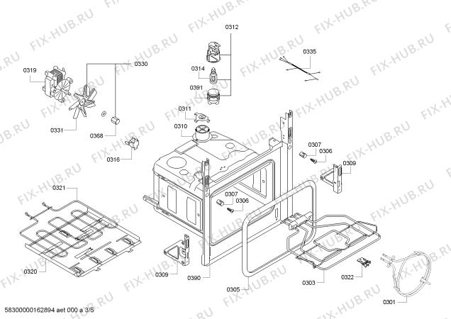 Взрыв-схема плиты (духовки) Bosch HBB43C452E H.BO.NP.C3D.IN.CARRO.B4/.X.E0_C/// - Схема узла 03