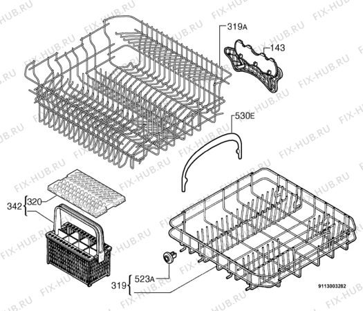 Взрыв-схема посудомоечной машины Faure LVS667 - Схема узла Basket 160