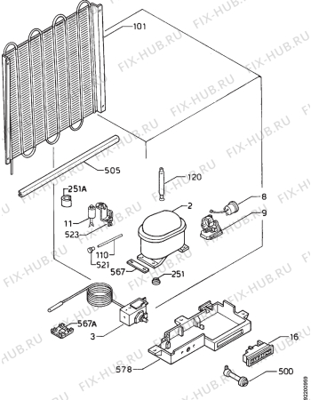 Взрыв-схема холодильника Electrolux EU830I - Схема узла Cooling system 017