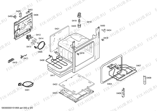 Взрыв-схема плиты (духовки) Bosch HCE724150V - Схема узла 04