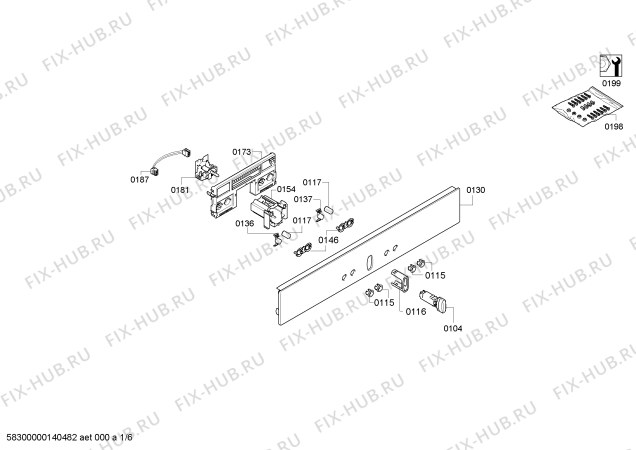 Схема №3 B15P42S0GB с изображением Панель управления для плиты (духовки) Bosch 00675276