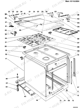 Схема №4 G1MD10X (F015718) с изображением Перекрытие для плиты (духовки) Indesit C00054752