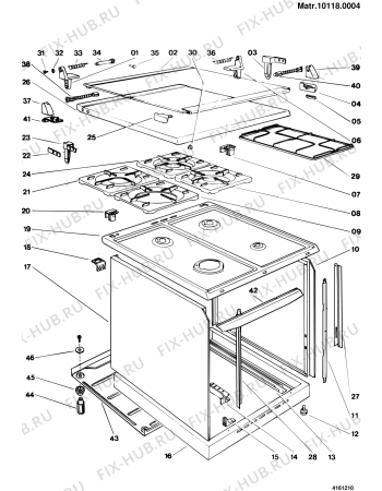 Взрыв-схема плиты (духовки) Indesit G4STGB (F004905) - Схема узла