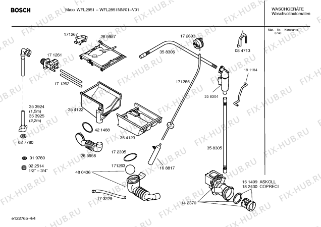 Схема №3 WFL2851NN Maxx WFL2851 с изображением Инструкция по установке и эксплуатации для стиральной машины Bosch 00591286