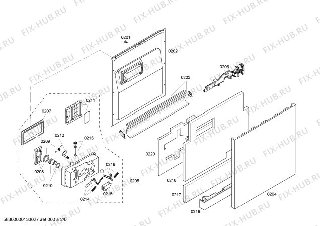 Взрыв-схема посудомоечной машины Bosch SHE55C02UC - Схема узла 02
