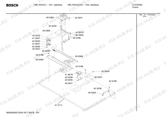 Взрыв-схема холодильника Bosch HBL765AUC - Схема узла 04