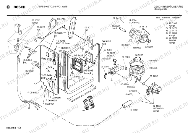 Взрыв-схема посудомоечной машины Bosch SPS2462TC - Схема узла 02