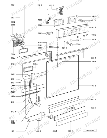 Схема №2 ADP 7410 WH с изображением Панель для посудомоечной машины Whirlpool 481245372703