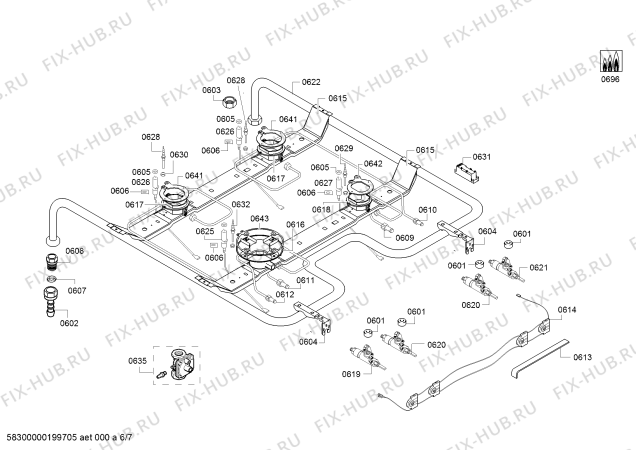 Взрыв-схема плиты (духовки) Bosch HGD74W455A - Схема узла 06