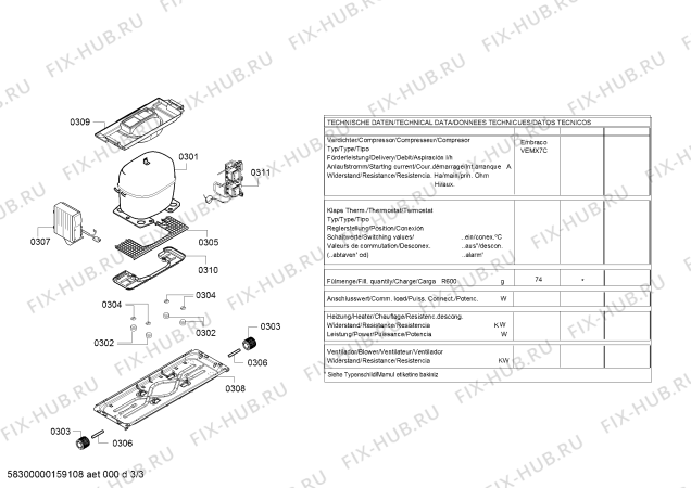Схема №2 3KSB6805 с изображением Модуль управления, запрограммированный для холодильника Bosch 00751557