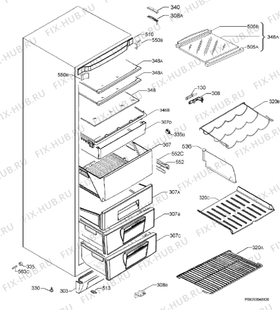 Схема №1 S83600CSW1 с изображением Панель ящика для холодильной камеры Aeg 2634010017