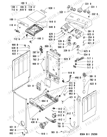 Схема №1 EV 9643 с изображением Декоративная панель для стиралки Whirlpool 481245210263