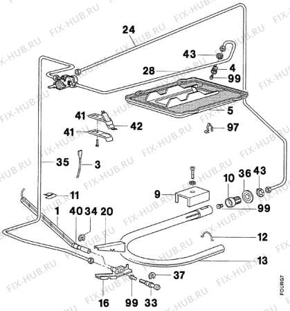 Взрыв-схема плиты (духовки) Arthur Martin CG6442W2 - Схема узла Oven equipment