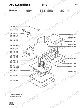 Взрыв-схема плиты (духовки) Aeg 53370V-W S 400V - Схема узла Section7