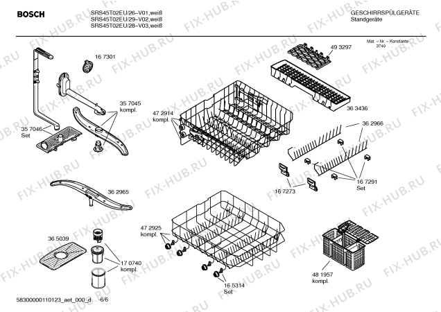 Схема №4 SRS45T02EU с изображением Инструкция по эксплуатации для посудомойки Bosch 00590456