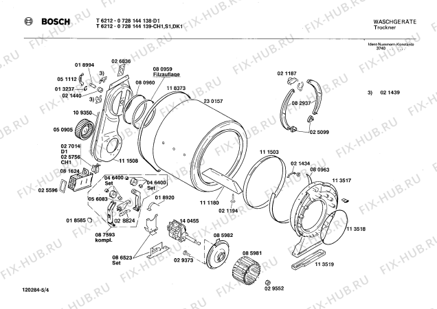 Схема №5 0728144138 T6212 с изображением Панель для сушилки Bosch 00117559