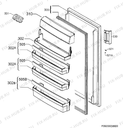 Взрыв-схема холодильника Electrolux SK23113 - Схема узла Door 003