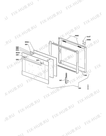 Взрыв-схема плиты (духовки) Electrolux EOB98000A - Схема узла Door 003