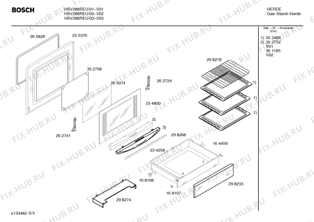 Схема №3 HSV242REU с изображением Инструкция по эксплуатации для духового шкафа Bosch 00525364