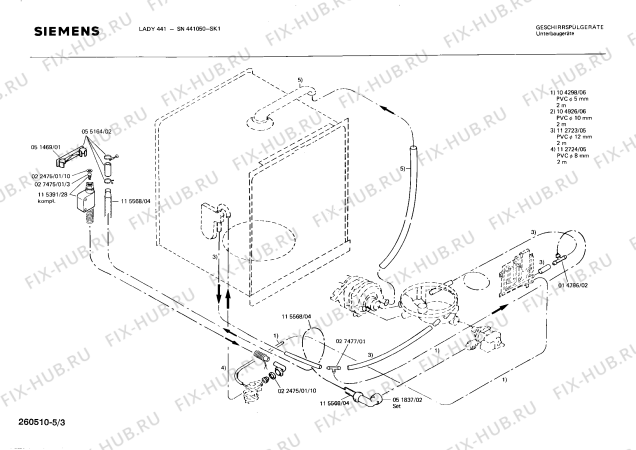 Взрыв-схема посудомоечной машины Siemens SN441050 - Схема узла 03