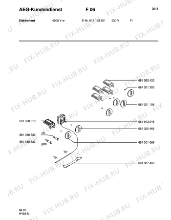 Взрыв-схема плиты (духовки) Aeg 4000V-W SF - Схема узла Section6