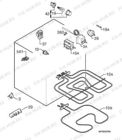 Взрыв-схема плиты (духовки) Electrolux EKK601100W - Схема узла Electrical equipment 268