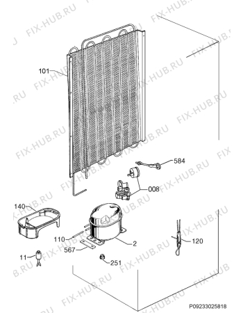 Взрыв-схема холодильника Faure FBA6240A - Схема узла Cooling system 017