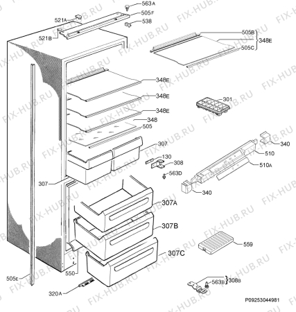Взрыв-схема холодильника Aeg Electrolux SCT51800S0 - Схема узла Housing 001