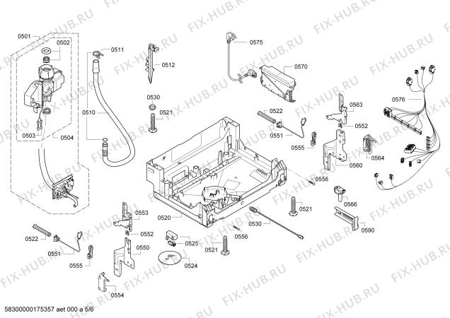 Взрыв-схема посудомоечной машины Siemens SX78T155EU StudioLine - Схема узла 05