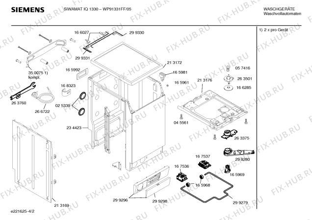Схема №2 WP91201FF SIWAMAT IQ 1200 fuzzy plus с изображением Инструкция по эксплуатации для стиралки Siemens 00527098
