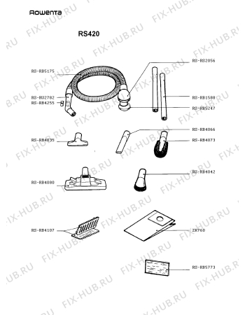 Взрыв-схема пылесоса Rowenta RS420 - Схема узла RS420___.__1